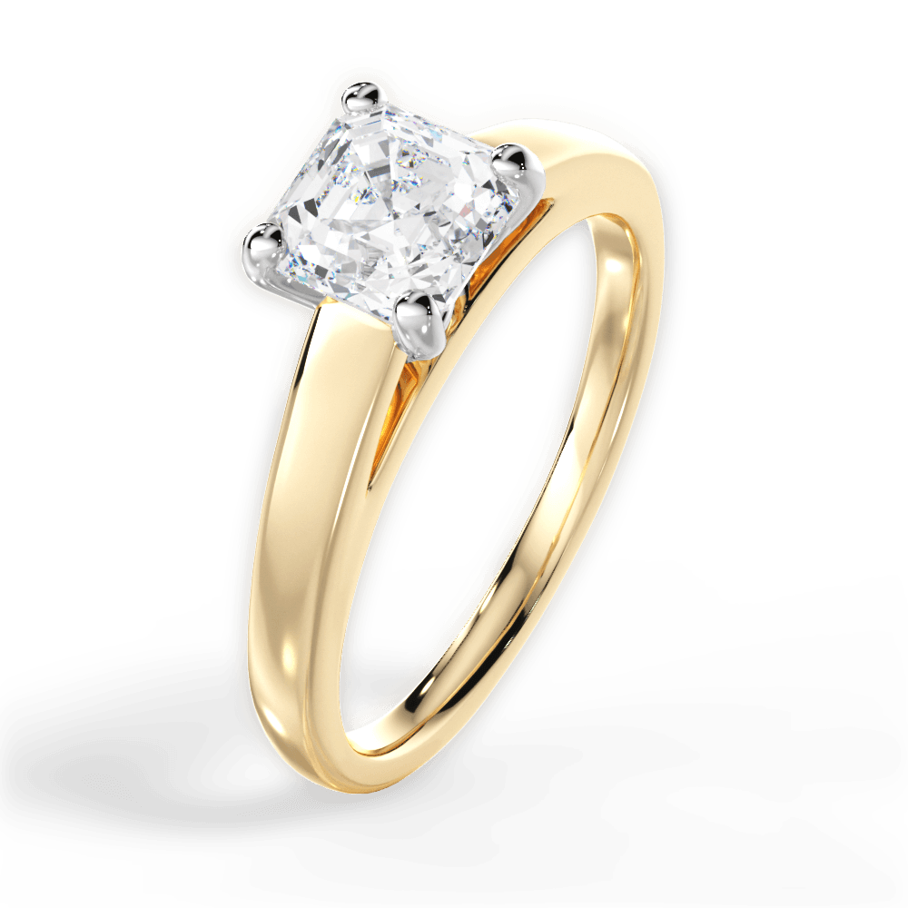 Adriana Asscher Cut Lab Grown Diamond 18Kt Yellow Gold Engagement Ring - View 2