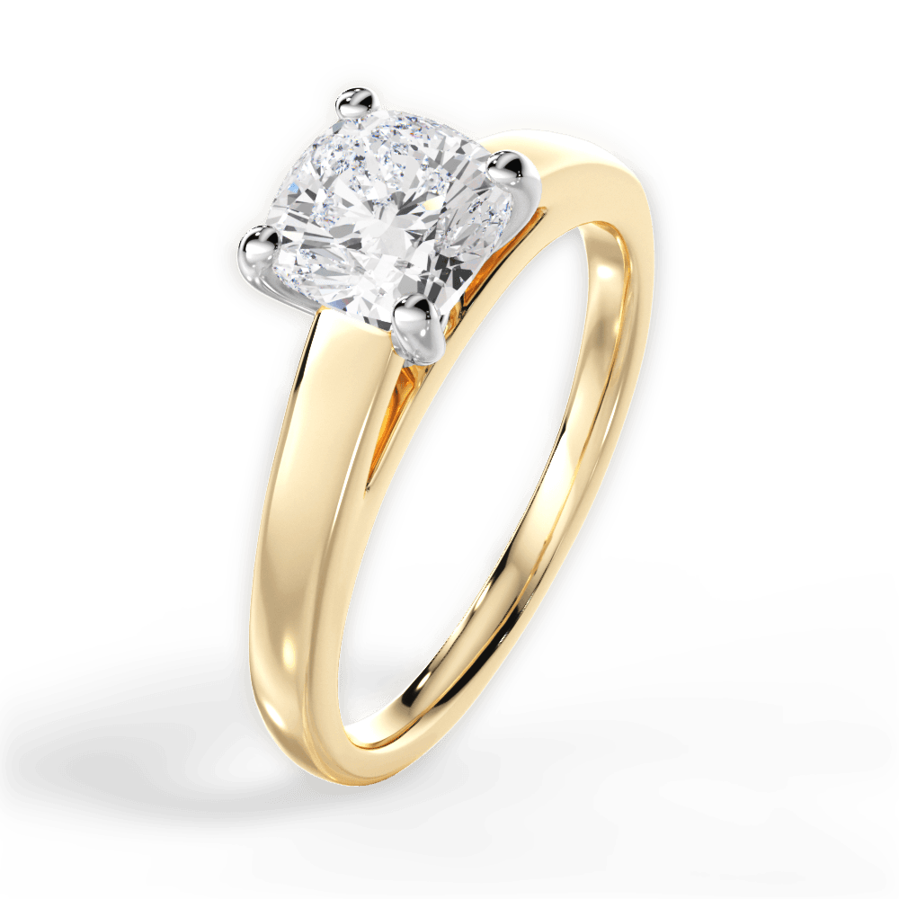 Adriana Cushion Cut Lab Grown Diamond 18Kt Yellow Gold Engagement Ring - View 2