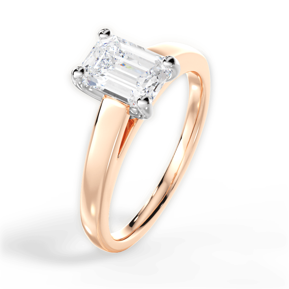 Adriana Emerald Cut Lab Grown Diamond 18Kt Rose Gold Engagement Ring - View 2