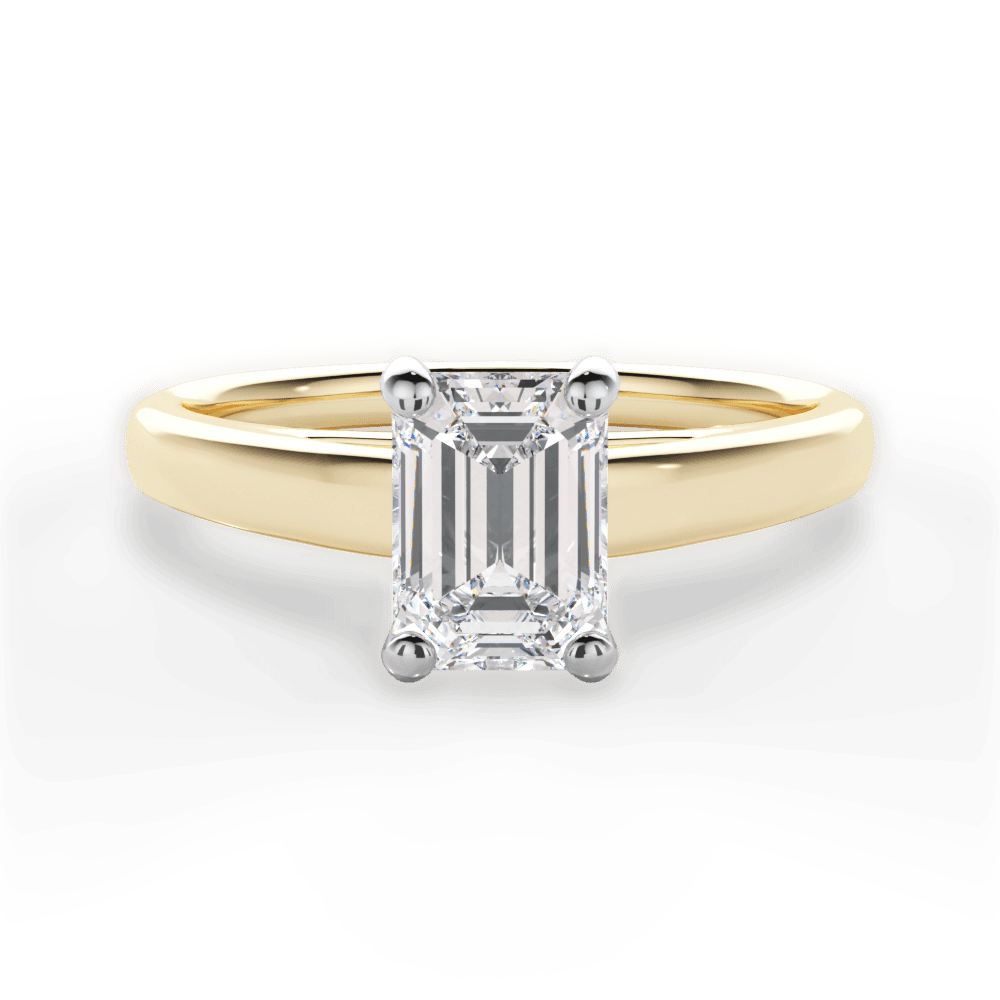 Adriana Emerald Cut Lab Grown Diamond 18Kt Yellow Gold Engagement Ring