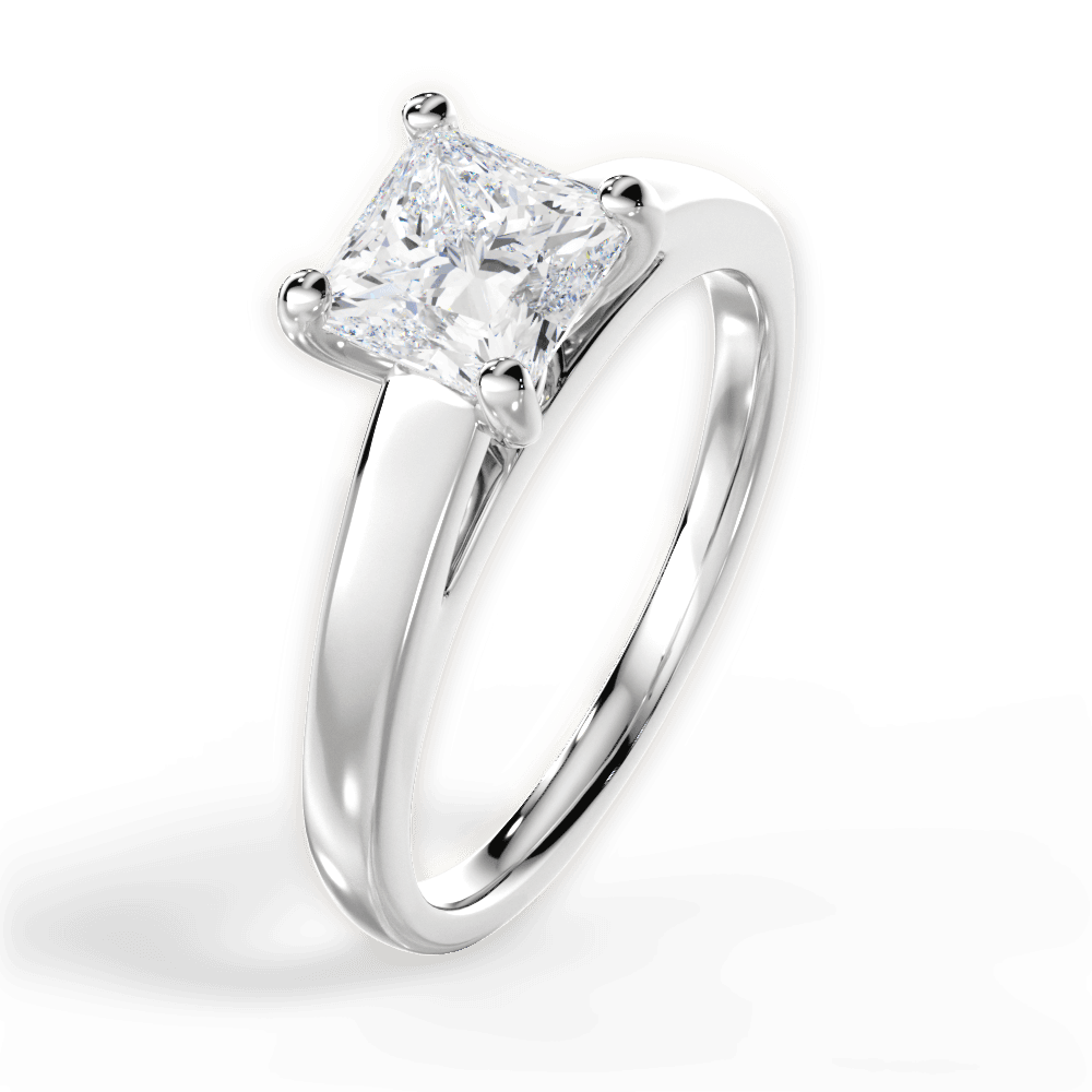 Adriana Princess Cut Lab Grown Diamond 18Kt White Gold Engagement Ring - View 4