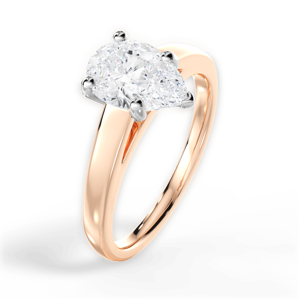 Adriana Pear Cut Lab Grown Diamond 18Kt Rose Gold Engagement Ring - View 2