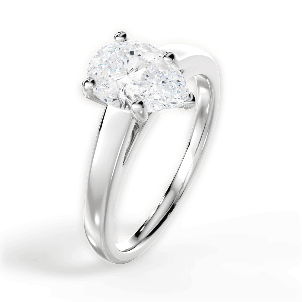 Adriana Pear Cut Lab Grown Diamond 14Kt White Gold Engagement Ring - View 4