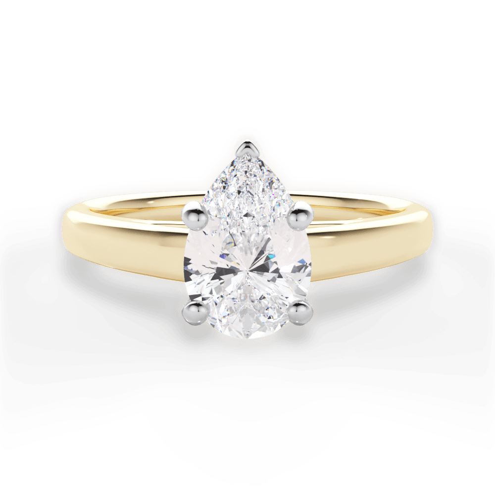 Adriana Pear Cut Lab Grown Diamond 18Kt Yellow Gold Engagement Ring