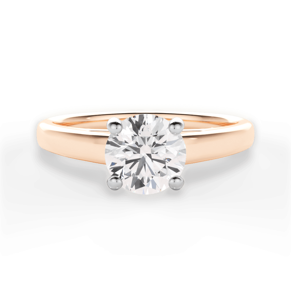 Adriana Round Cut Lab Grown Diamond 18Kt Rose Gold Engagement Ring