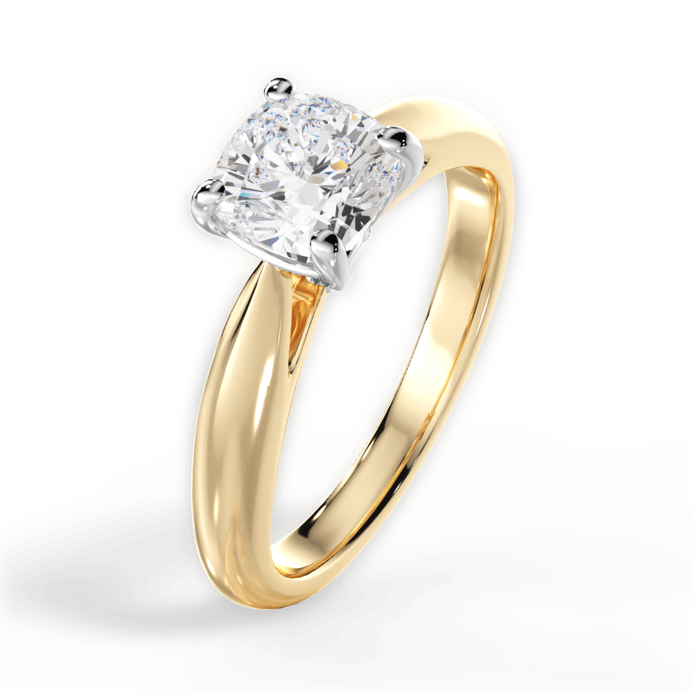 Amy Cushion Cut Lab Grown Diamond 18Kt Yellow Gold Engagement Ring - View 3