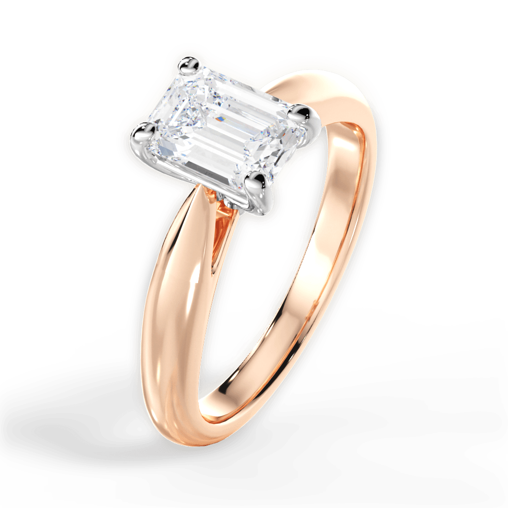 Amy Emerald Cut Lab Grown Diamond 18Kt Rose Gold Engagement Ring - View 4
