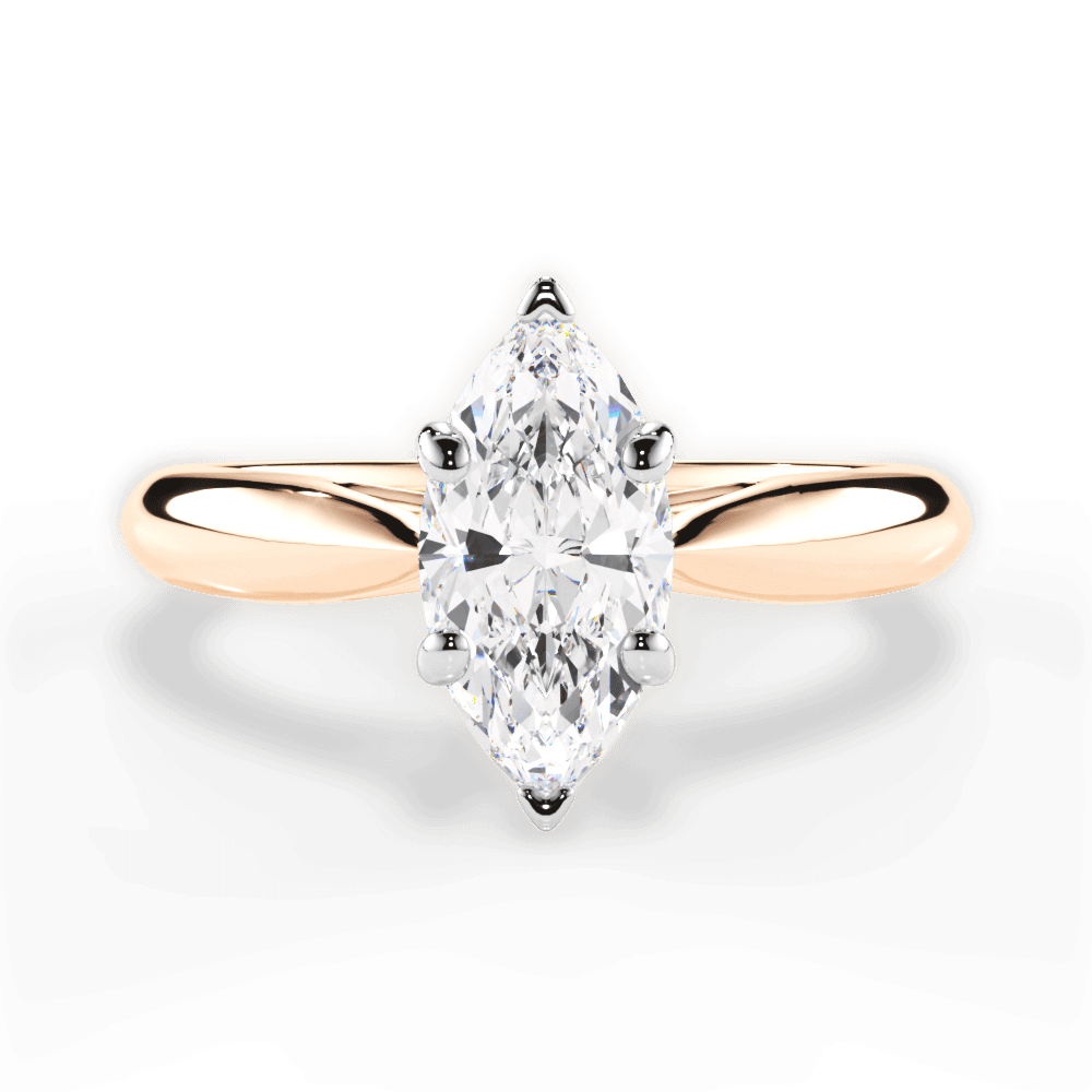 Amy Marquise Cut Lab Grown Diamond 18Kt Rose Gold Engagement Ring