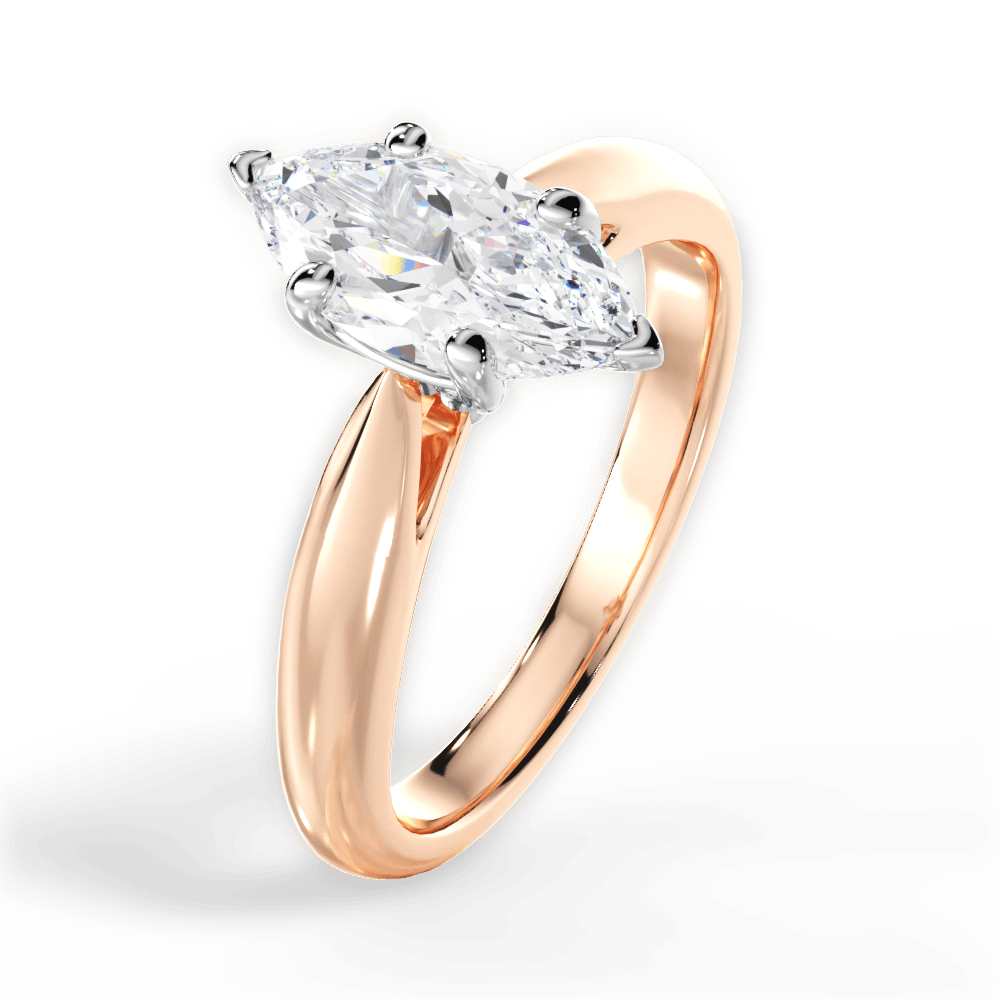 Amy Marquise Cut Lab Grown Diamond 18Kt Rose Gold Engagement Ring - View 3