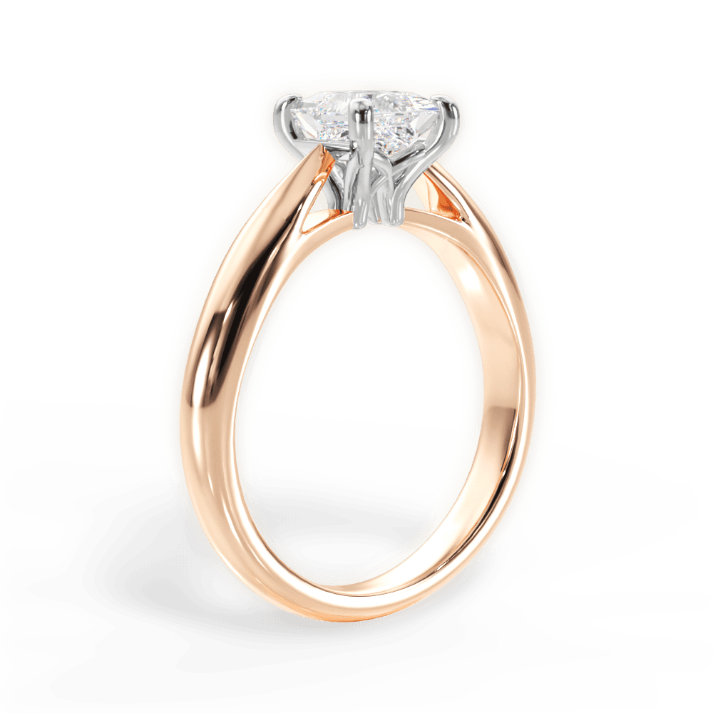 Amy Princess Cut Lab Grown Diamond 18Kt Rose Gold Engagement Ring - View 2