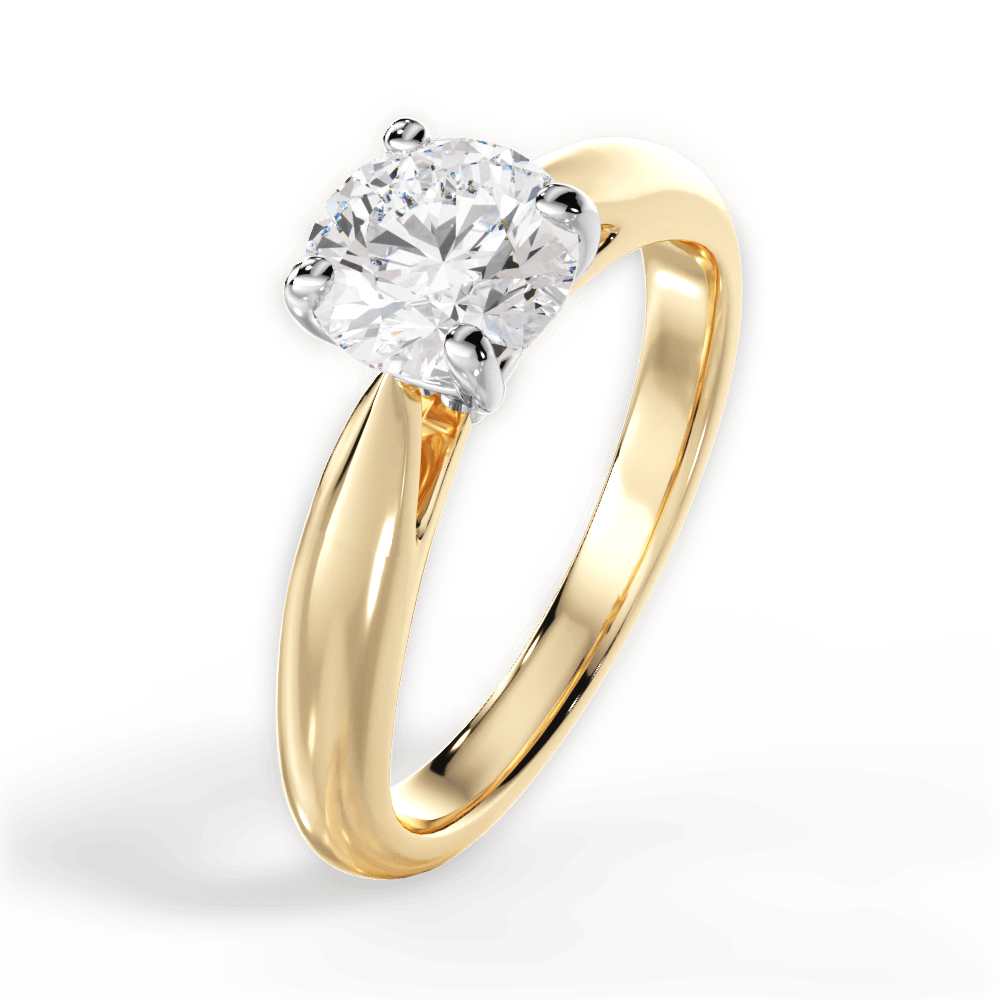 Amy Round Cut Lab Grown Diamond 18Kt Yellow Gold Engagement Ring - View 4