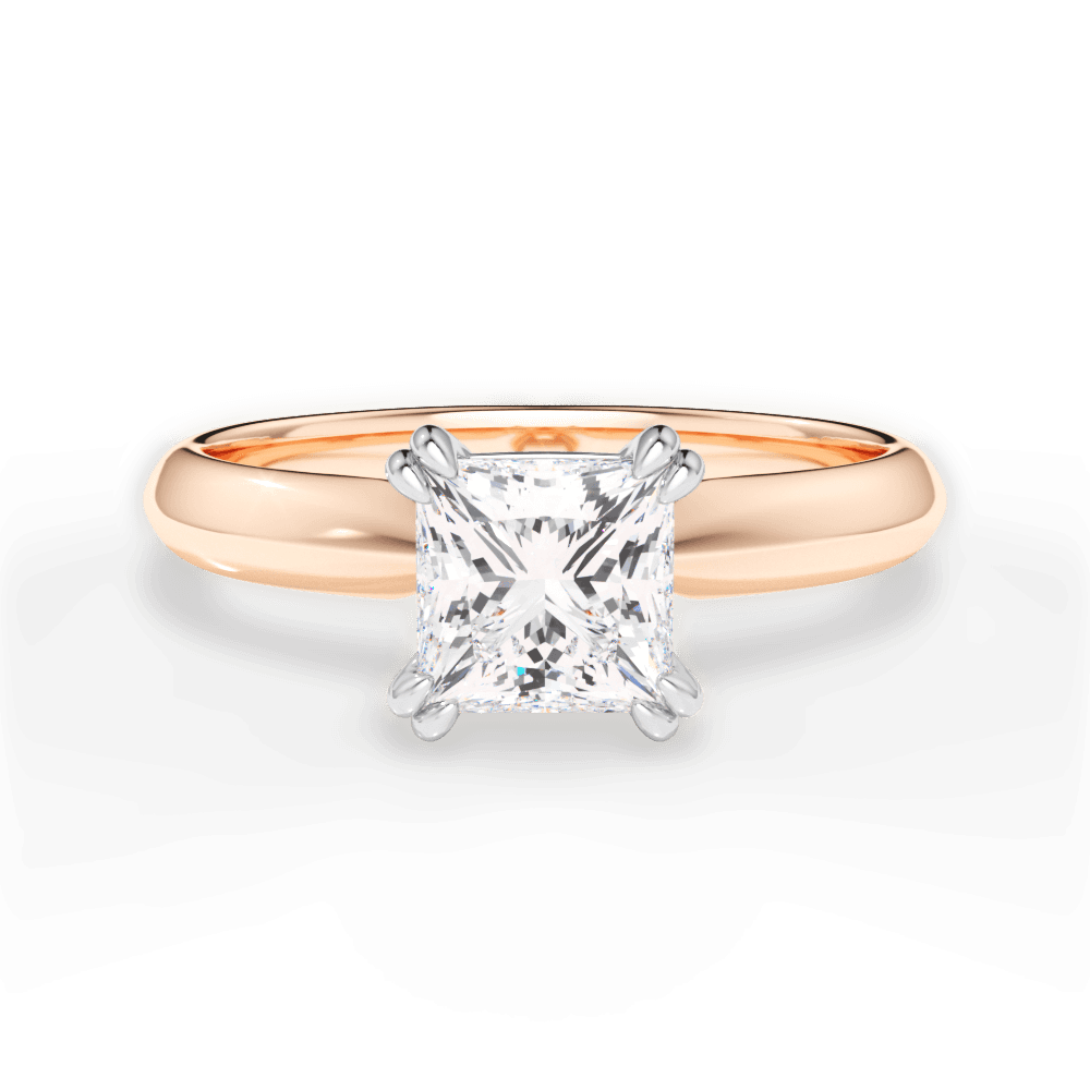 Anastasia Princess Cut Lab Grown Diamond 18Kt Rose Gold Engagement Ring