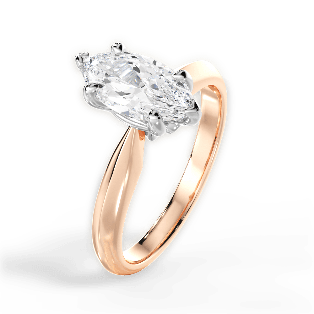 Amanda Marquise Cut Lab Grown Diamond 18Kt Rose Gold Engagement Ring - View 3