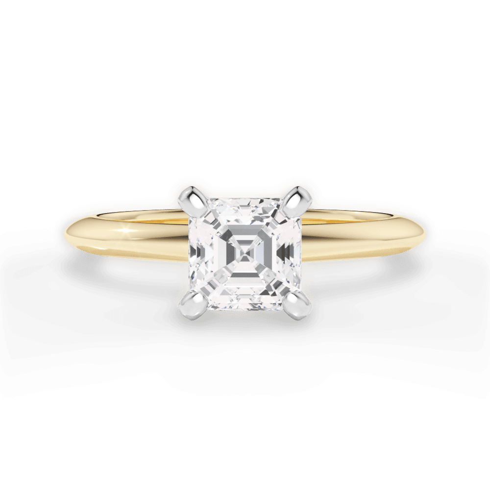 Alicia Asscher Cut Lab Grown Diamond 18Kt Yellow Gold Engagement Ring