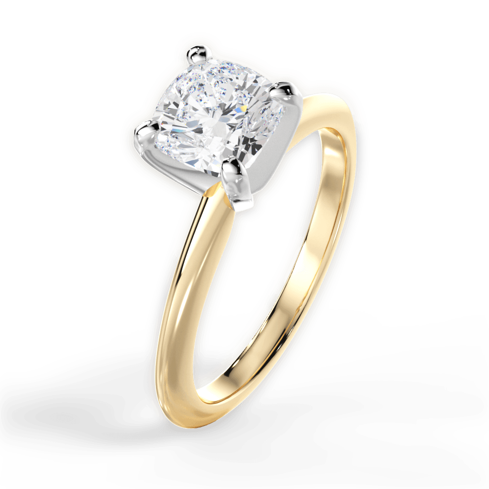 Alicia Cushion Cut Lab Grown Diamond 18Kt Yellow Gold Engagement Ring - View 2