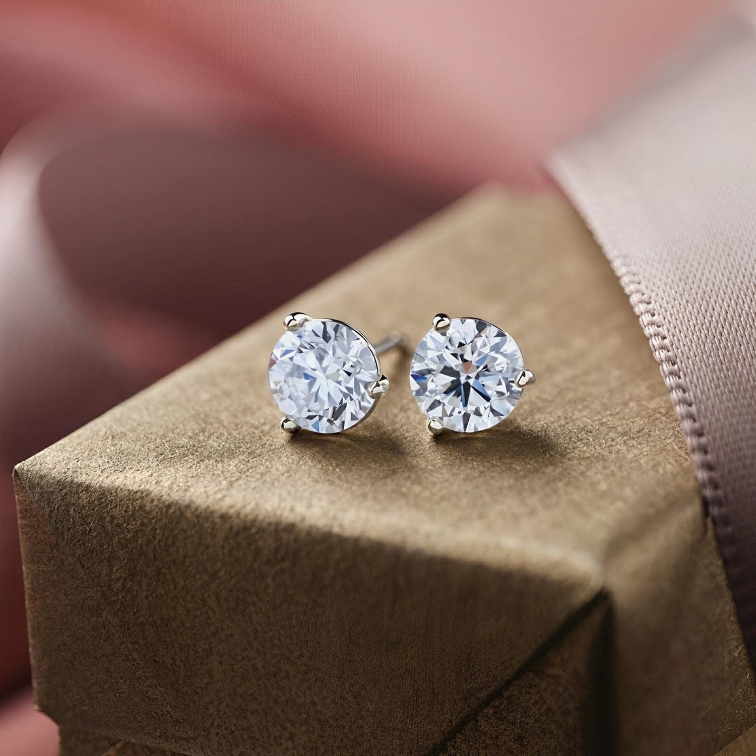 Diamond stud earrings, lab grown 1 1/2ctw