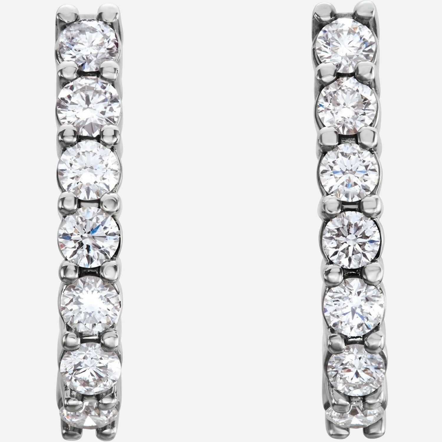 14K White 1 1/4 CTW Natural Diamond J-Hoop Earrings