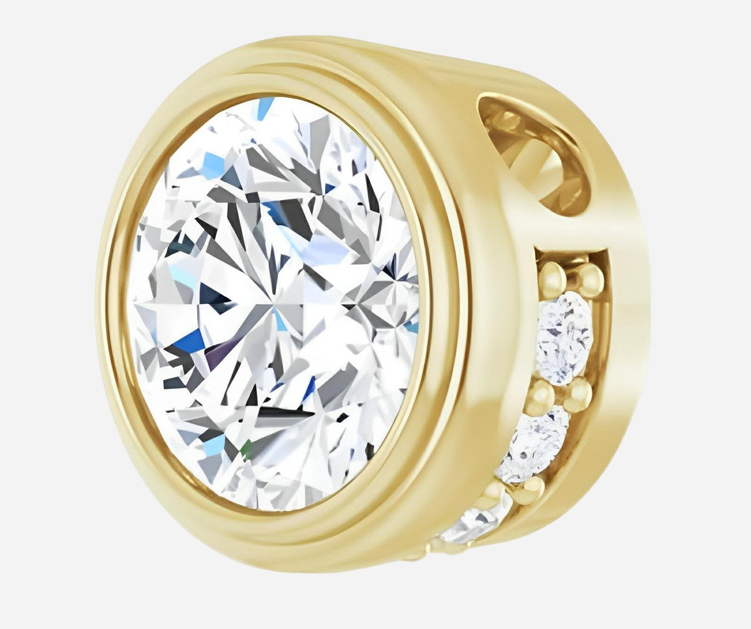 Rose gold pendant with bezel set and diamond