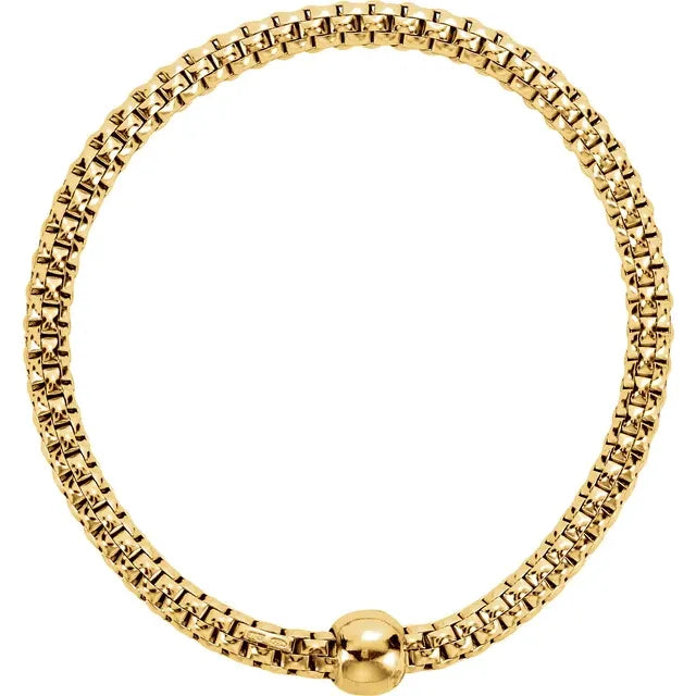 14K Yellow Gold-Plated Sterling Silver 4.3 mm Woven Stretch 7" Bracelet
