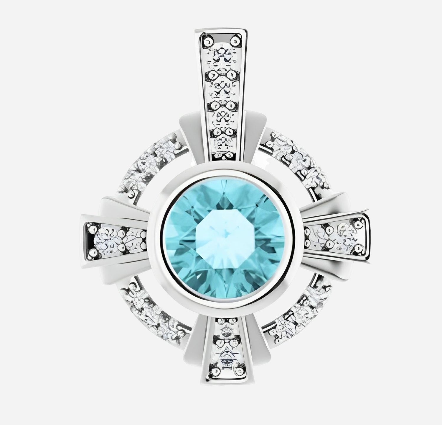 Rose gold necklace with aquamarine & diamonds