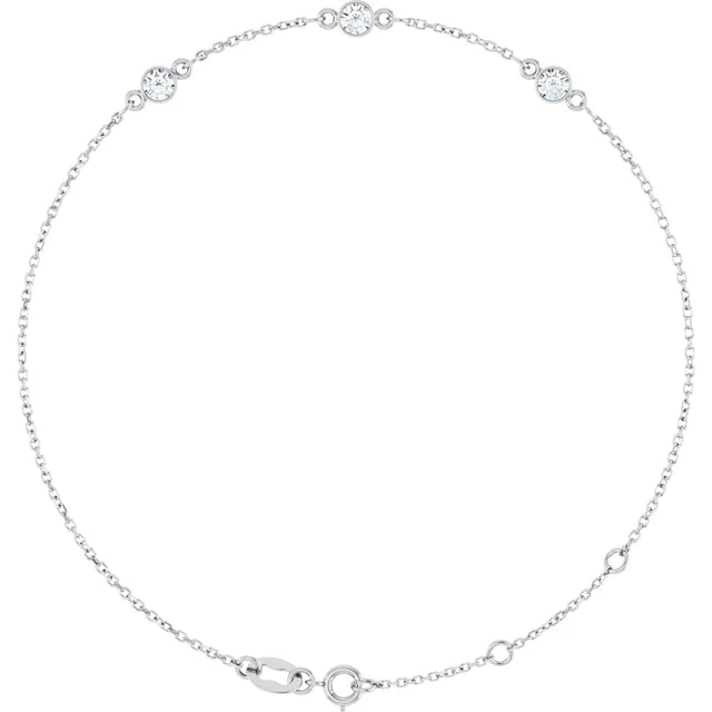 Sterling Silver Lab-Grown Diamond 6 1/2-7 1/2" Bracelet