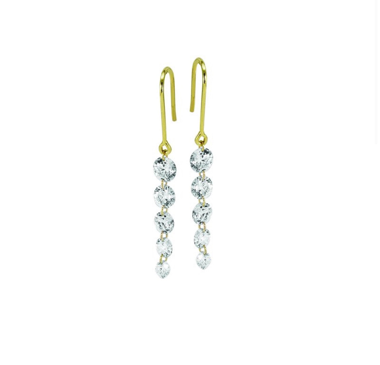 2.00 Ctw 14Kt Yellow Gold Round Drill Graduating Earring