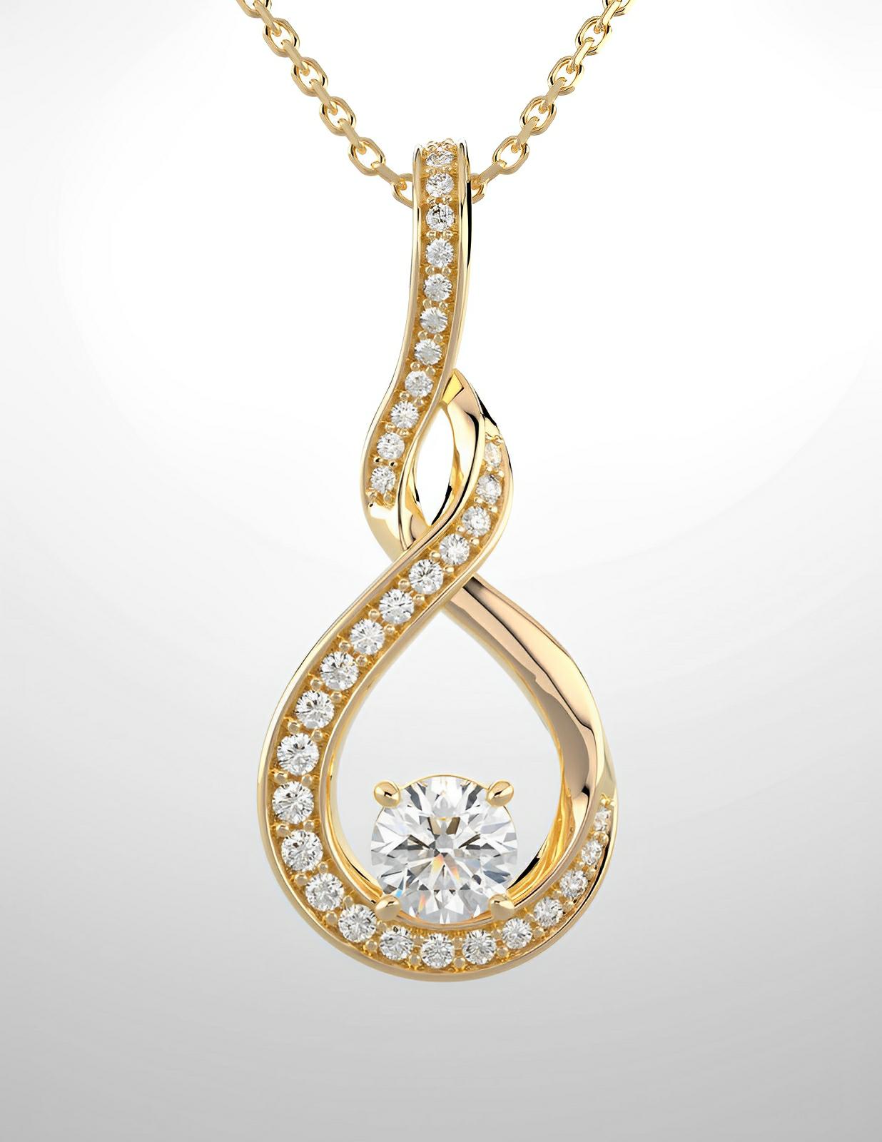 Pendant, yellow gold and lab grown diamonds.