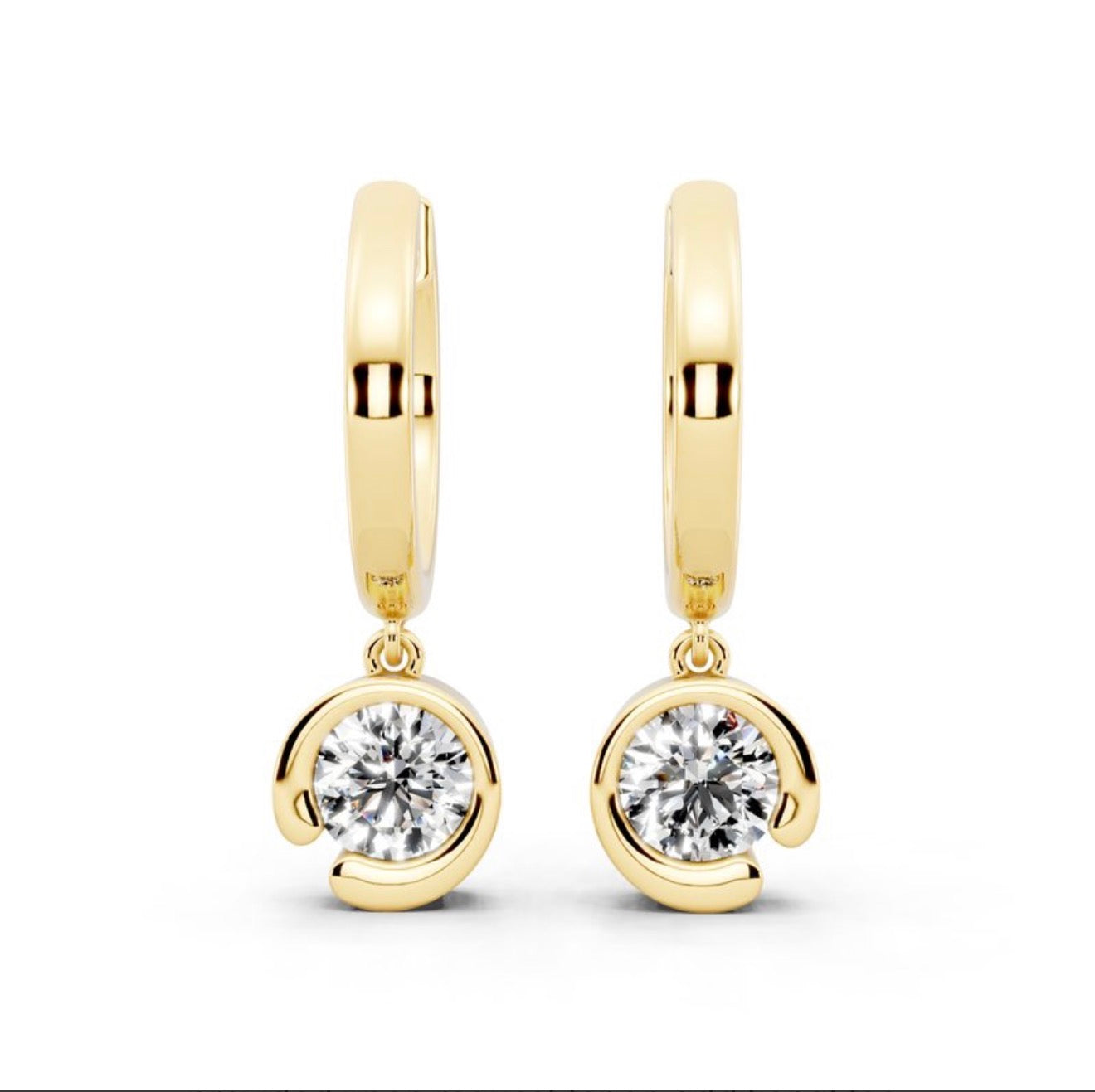 1.25 Ctw 14Kt Yellow Gold Round Bezel Fashion Earring
