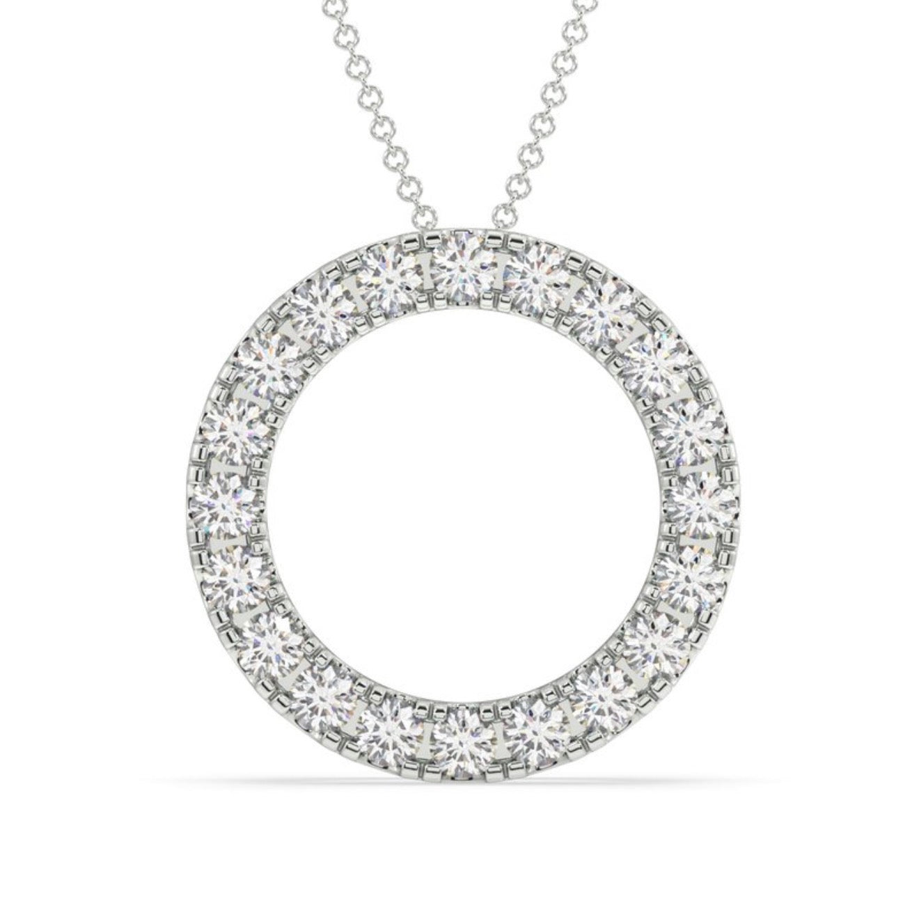 0.50 Ctw Sterling Silver Lab Grown Circle Pendant