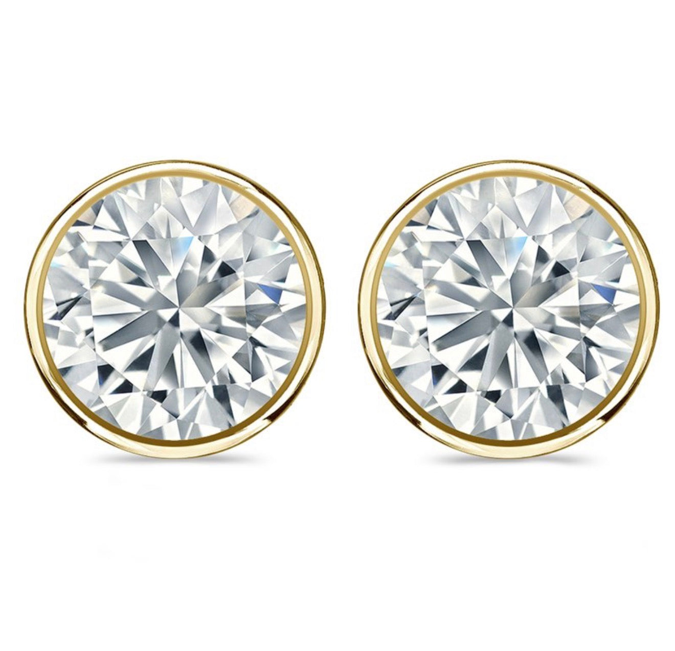 1 Ctw 14Kt Yellow Gold Lab Grown Round Bezel Studs