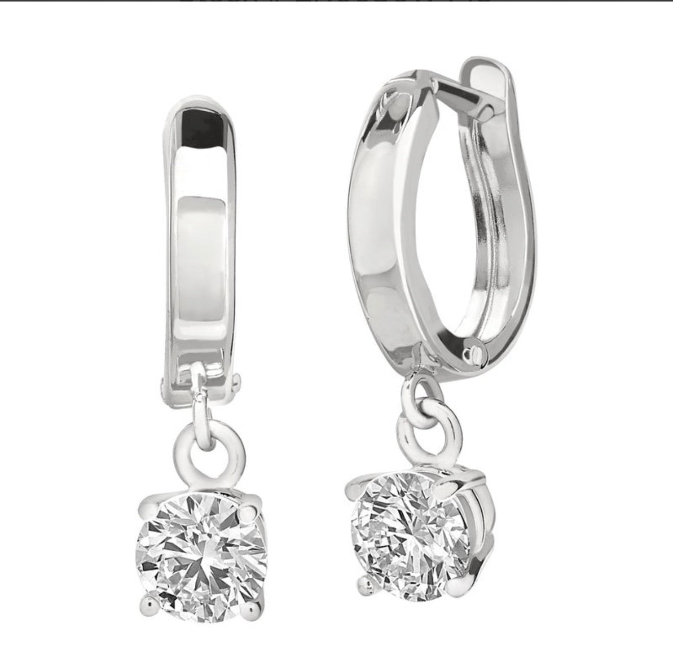 1 Ctw 14Kt Yellow Gold Lab Grown Round Hanging Solitaire Earring