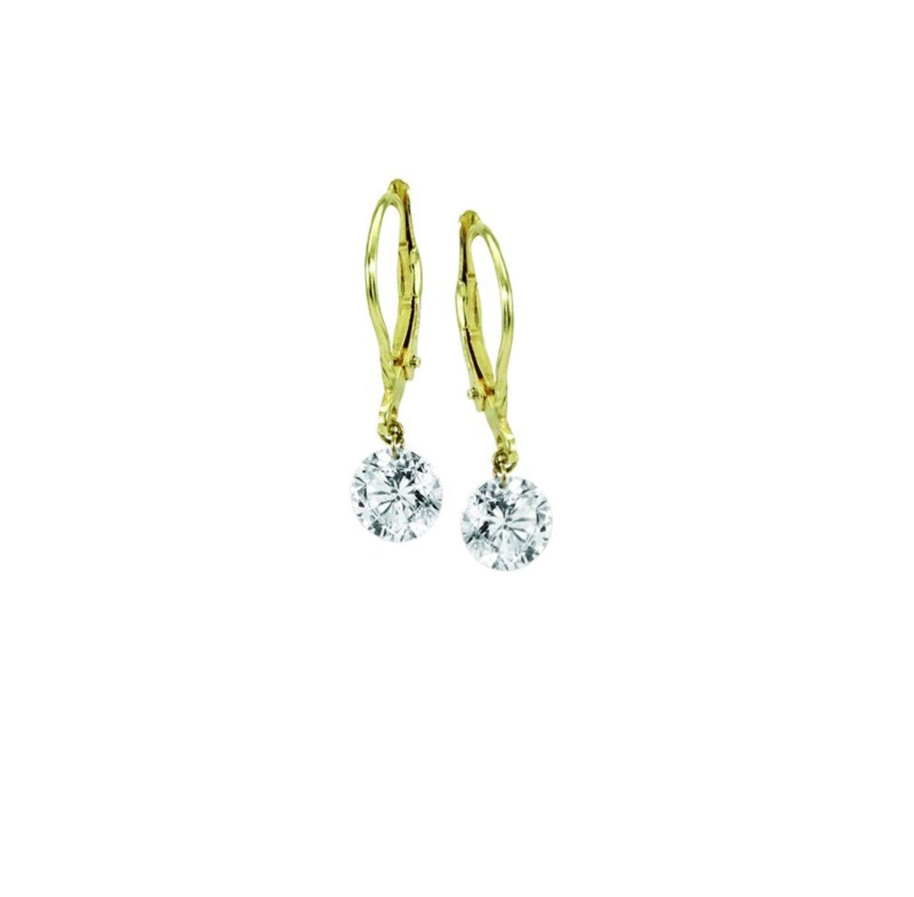 2.00 Ctw 14Kt Yellow Gold Solitaire Drill Hoop Earrings