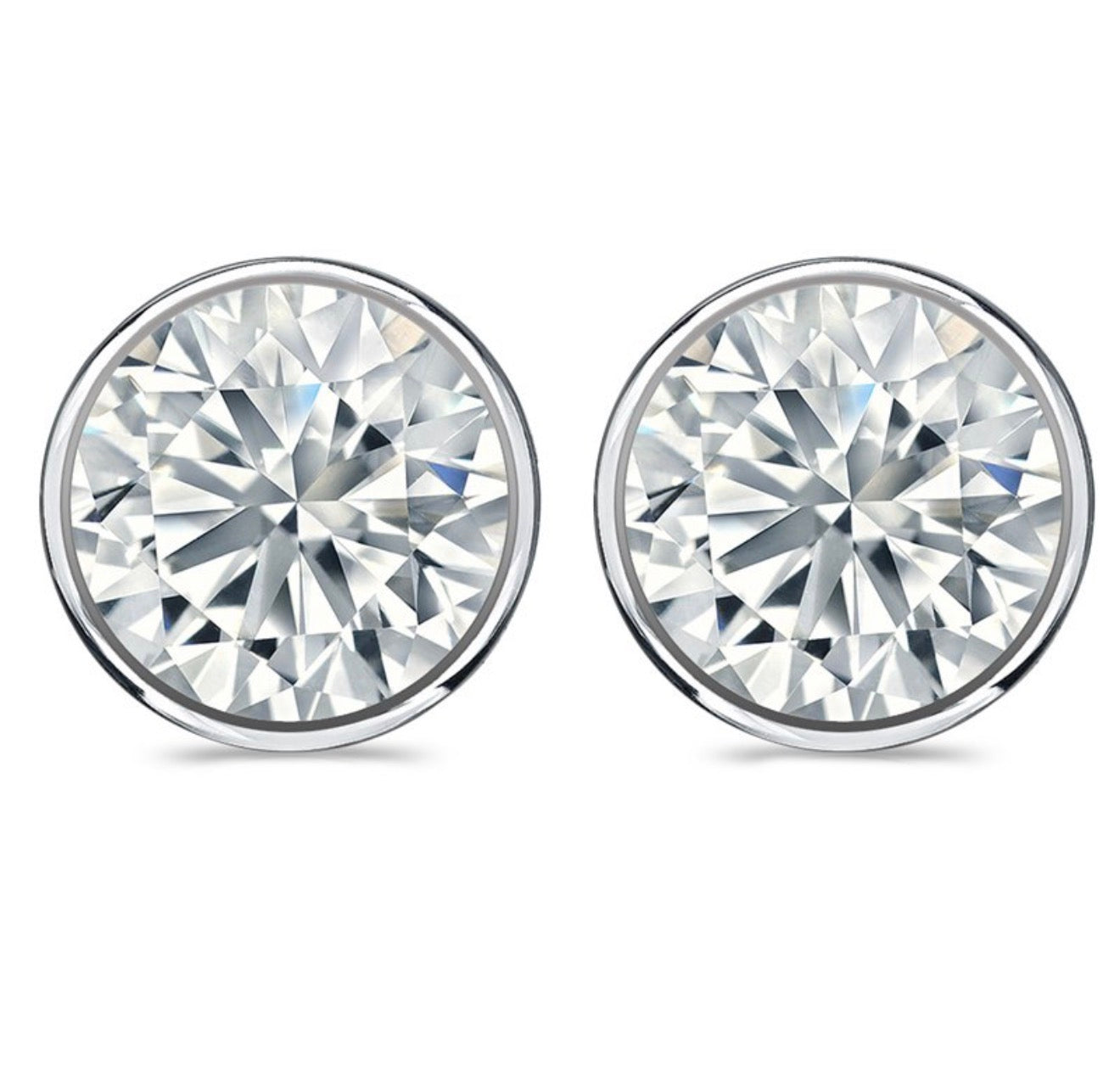 1 Ctw 14Kt White Gold Lab Grown Round Bezel Studs