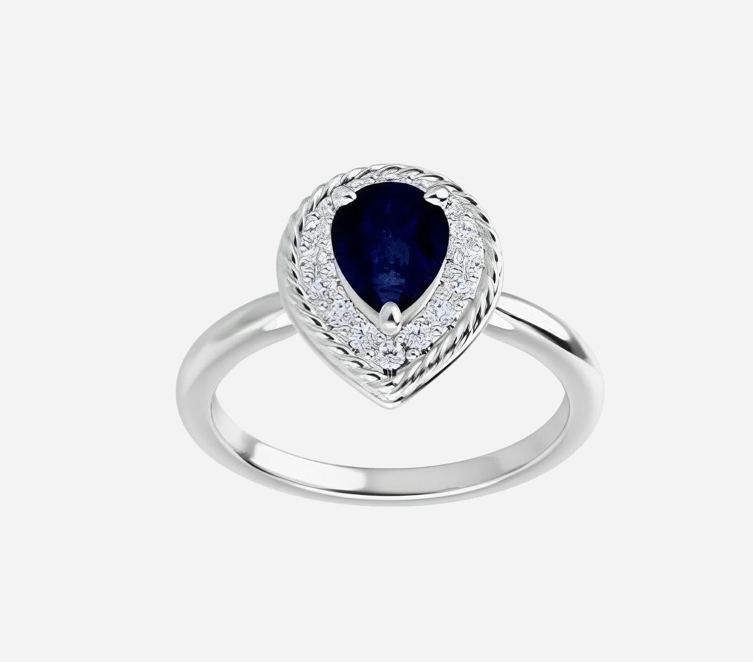 14kt yellow gold natural blue sapphire and diamond ring.