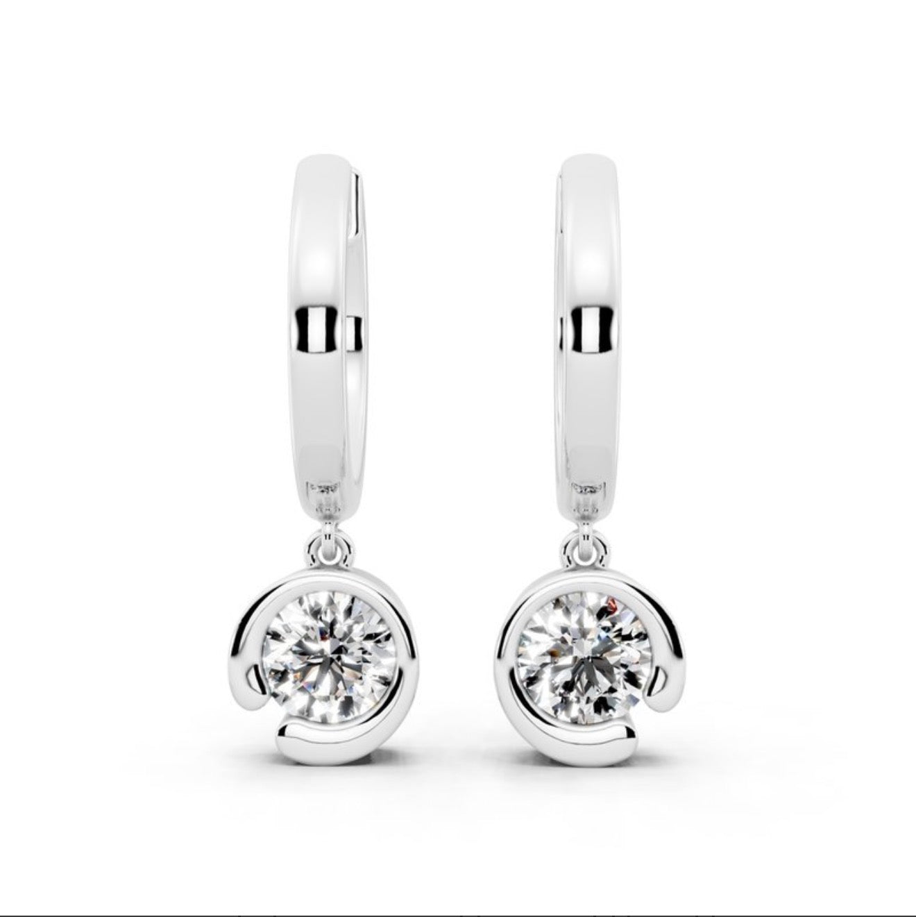 1.25 Ctw 14Kt White Gold Round Bezel Fashion Earring