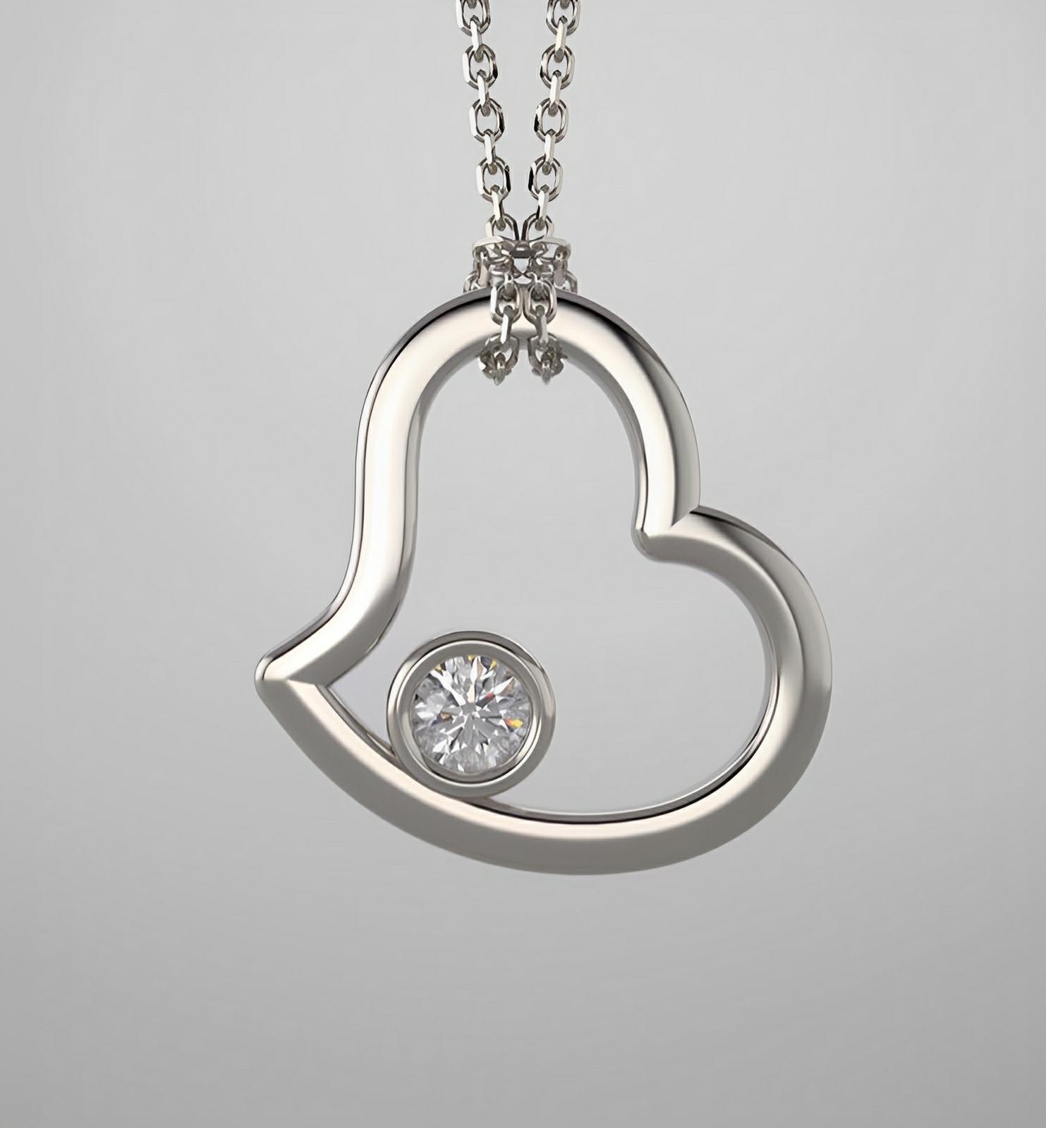 continuum silver heart necklace with lab grown diamond