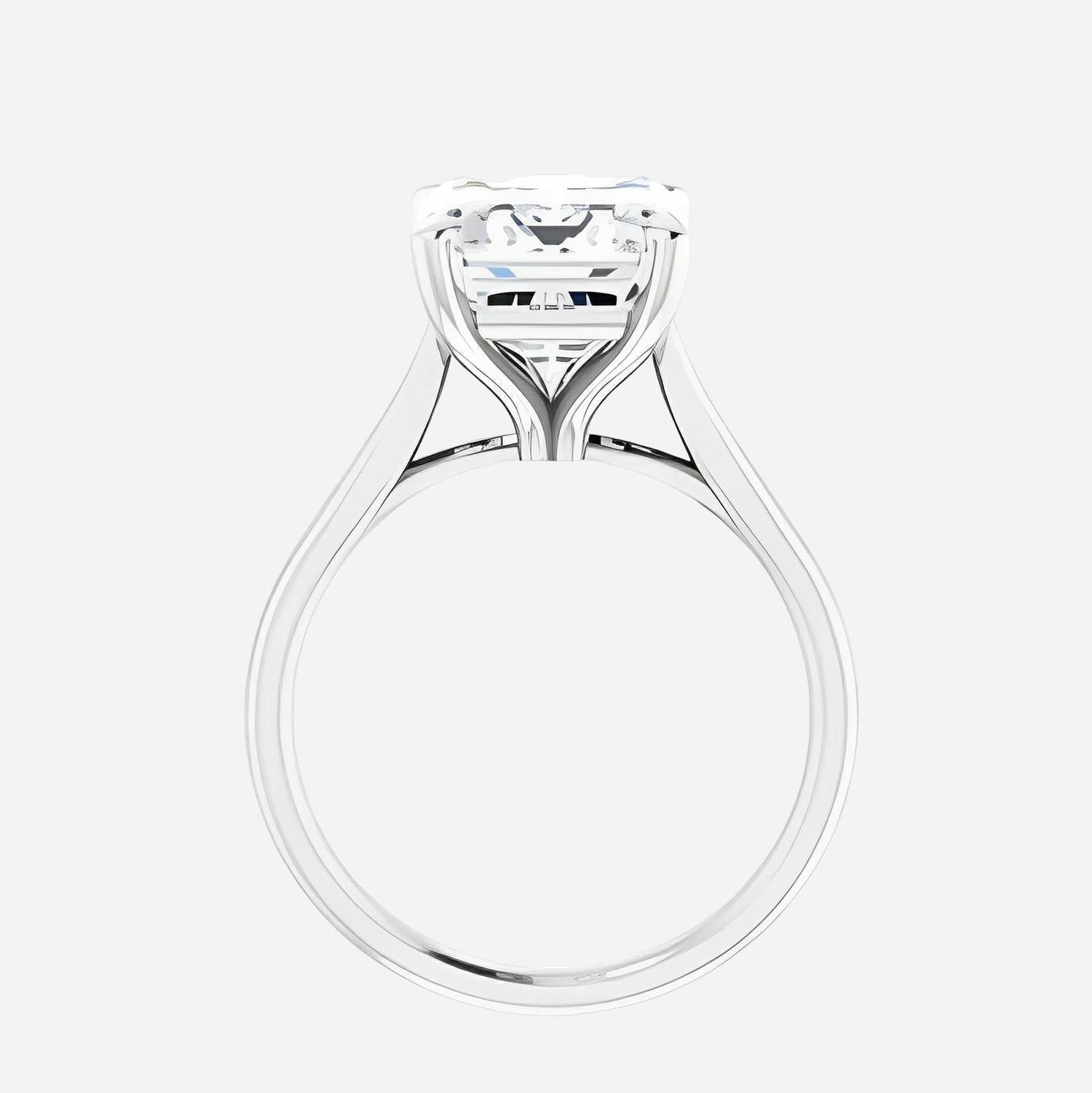 14kt White gold 11 x 9 mm emerald cut moissanite ring