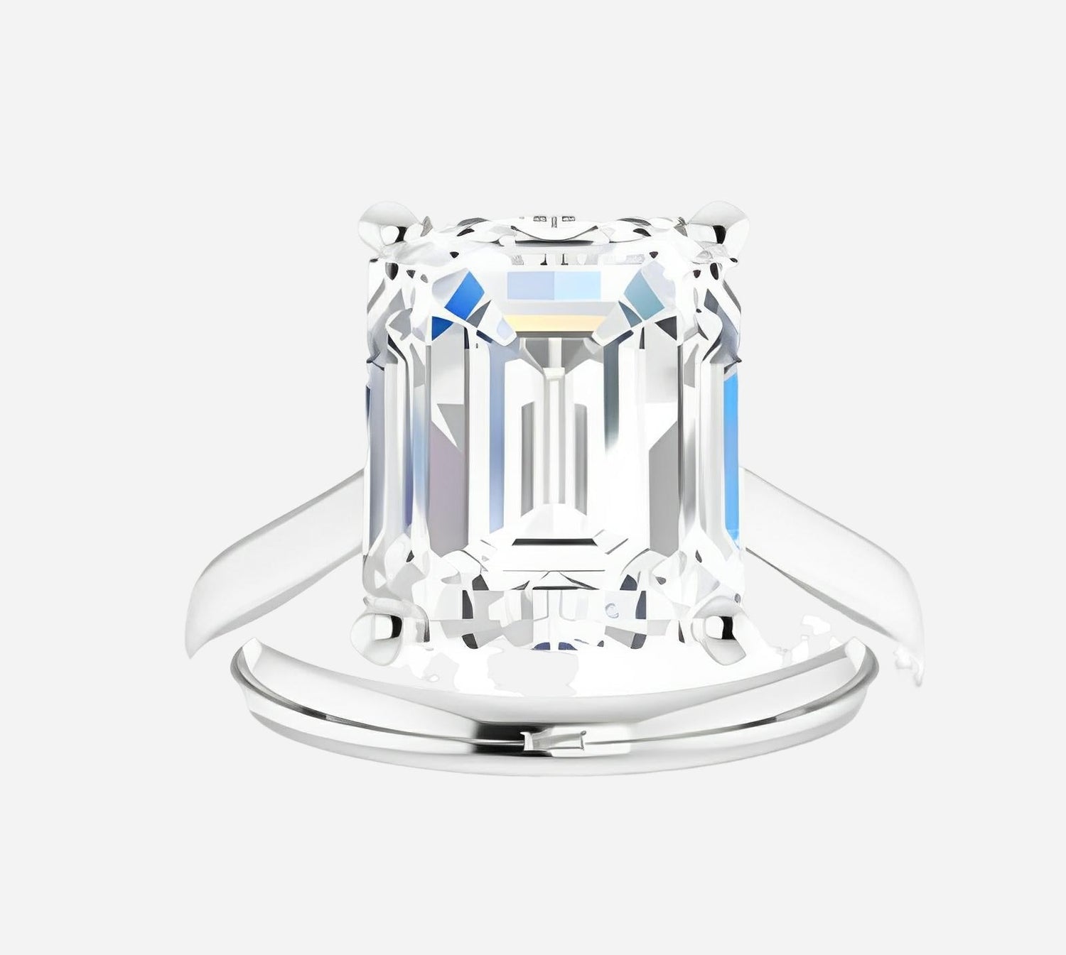 14kt White gold 11 x 9 mm emerald cut moissanite ring