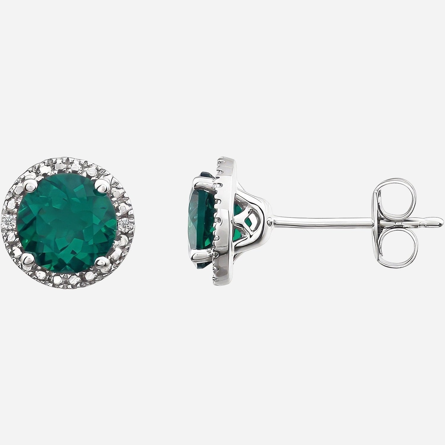 Sterling Silver Lab-Grown Emerald & .01 CTW Natural Diamond Earrings