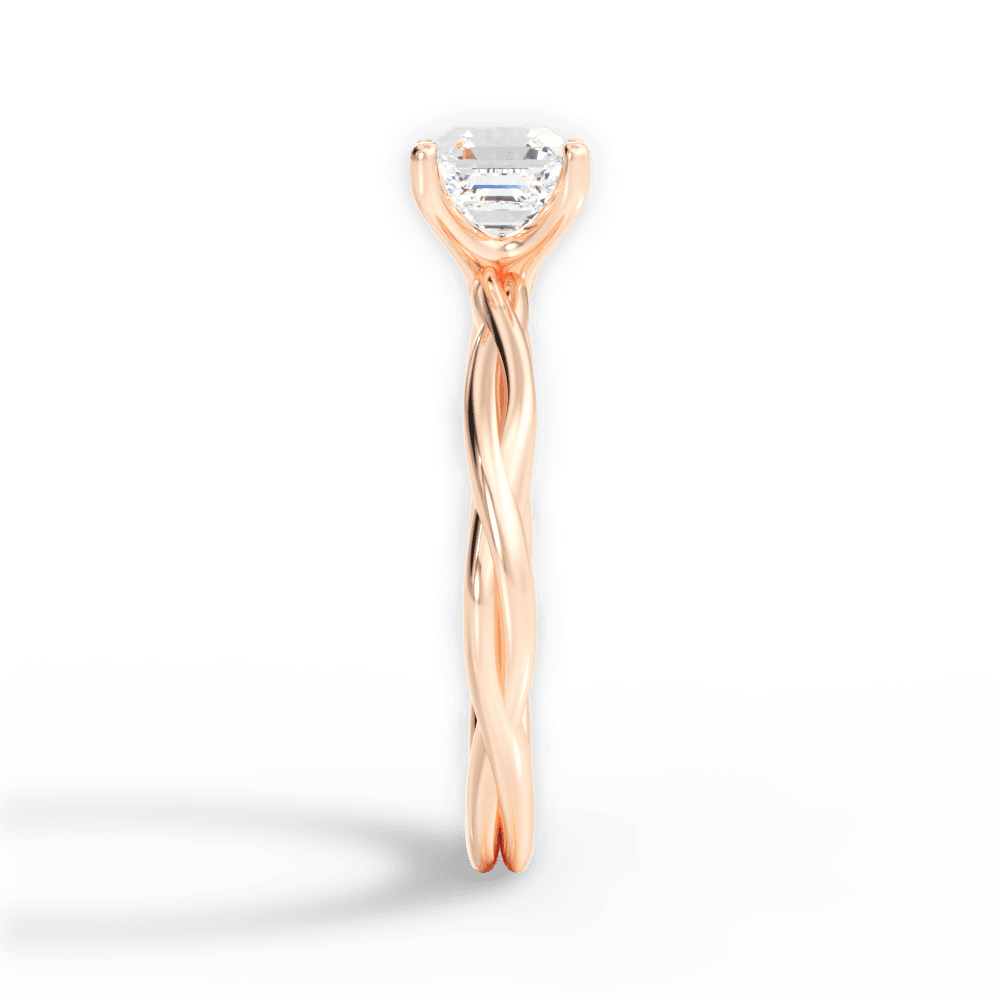 Adrienne Asscher Cut Lab Grown Diamond 18Kt Rose Gold Engagement Ring - View 2