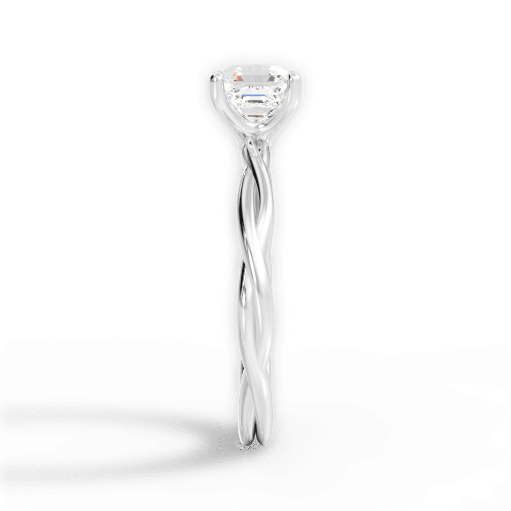 Adrienne Asscher Cut Lab Grown Diamond 14Kt White Gold Engagement Ring - View 3