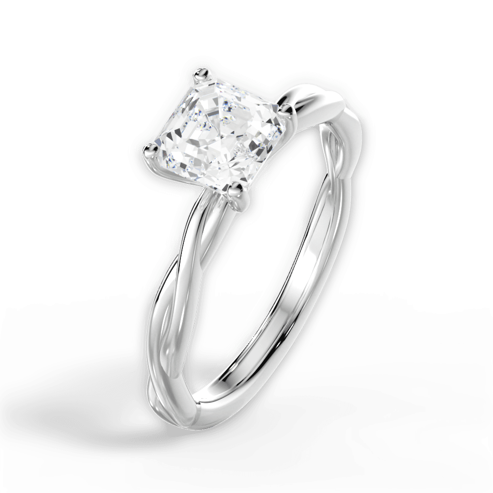 Adrienne Asscher Cut Lab Grown Diamond 14Kt White Gold Engagement Ring - View 4