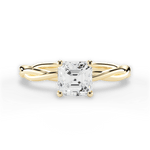 Adrienne Asscher Cut Lab Grown Diamond 18Kt Yellow Gold Engagement Ring