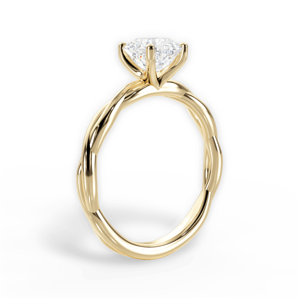 Adrienne Asscher Cut Lab Grown Diamond 18Kt Yellow Gold Engagement Ring - View 2