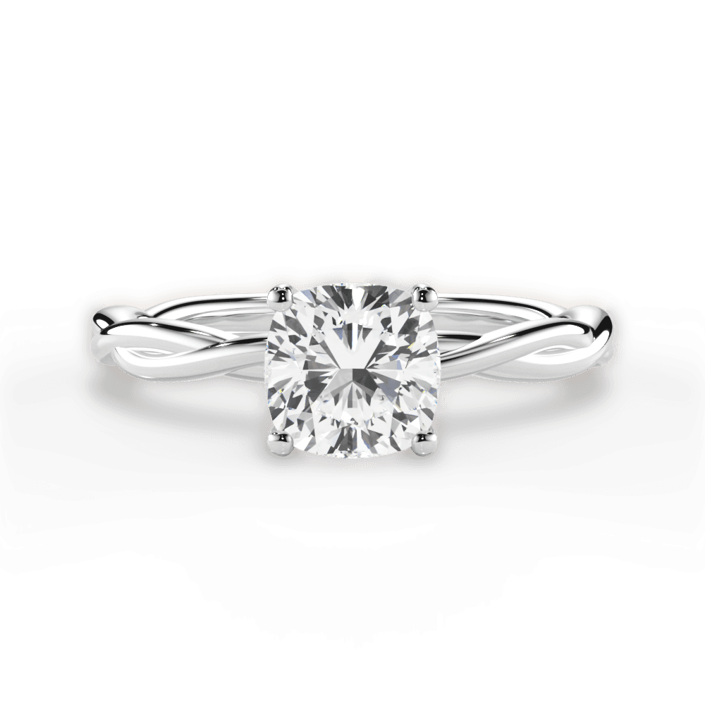 Adrienne Cushion Cut Lab Grown Diamond 14Kt White Gold Engagement Ring