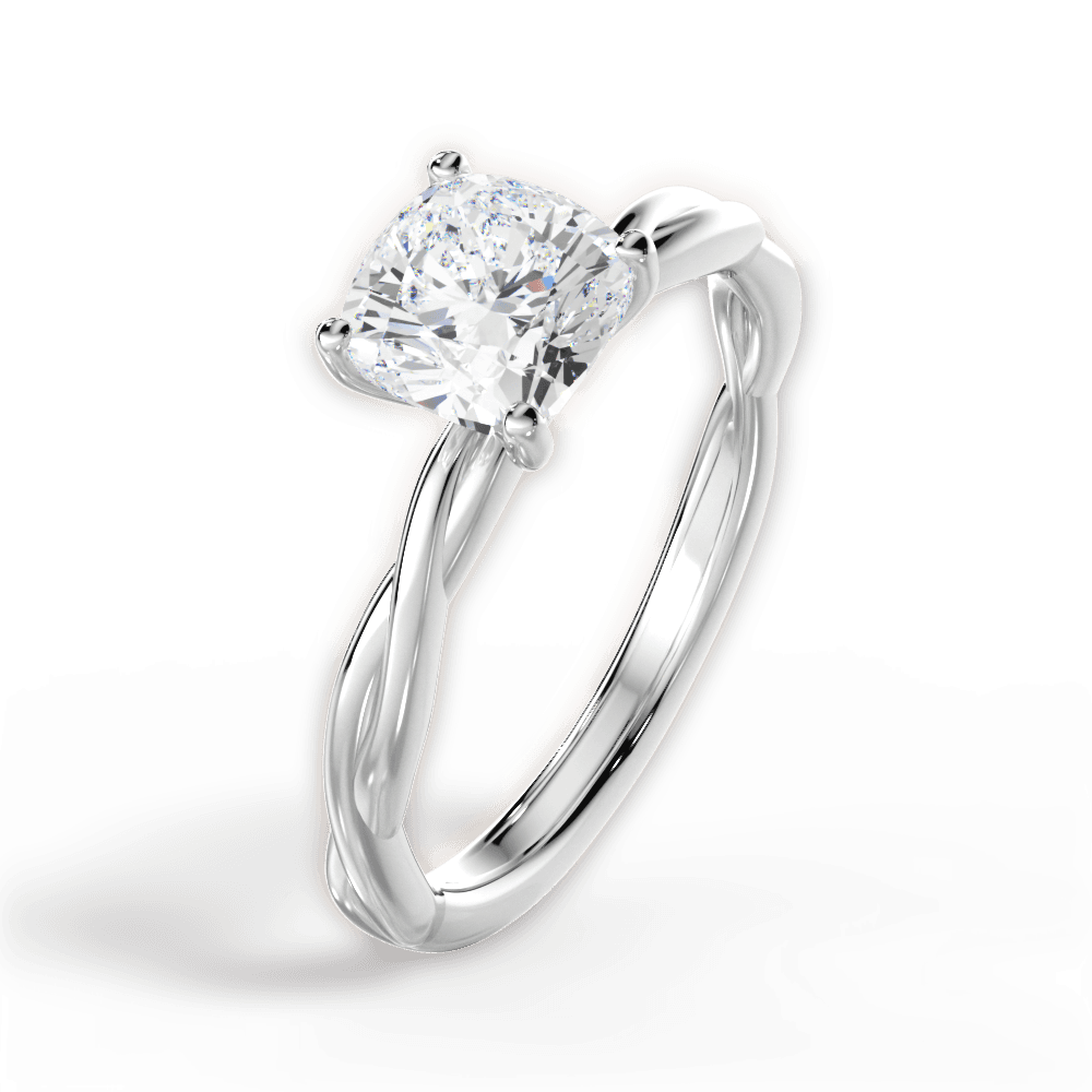 Adrienne Cushion Cut Lab Grown Diamond Platinum Engagement Ring - View 2