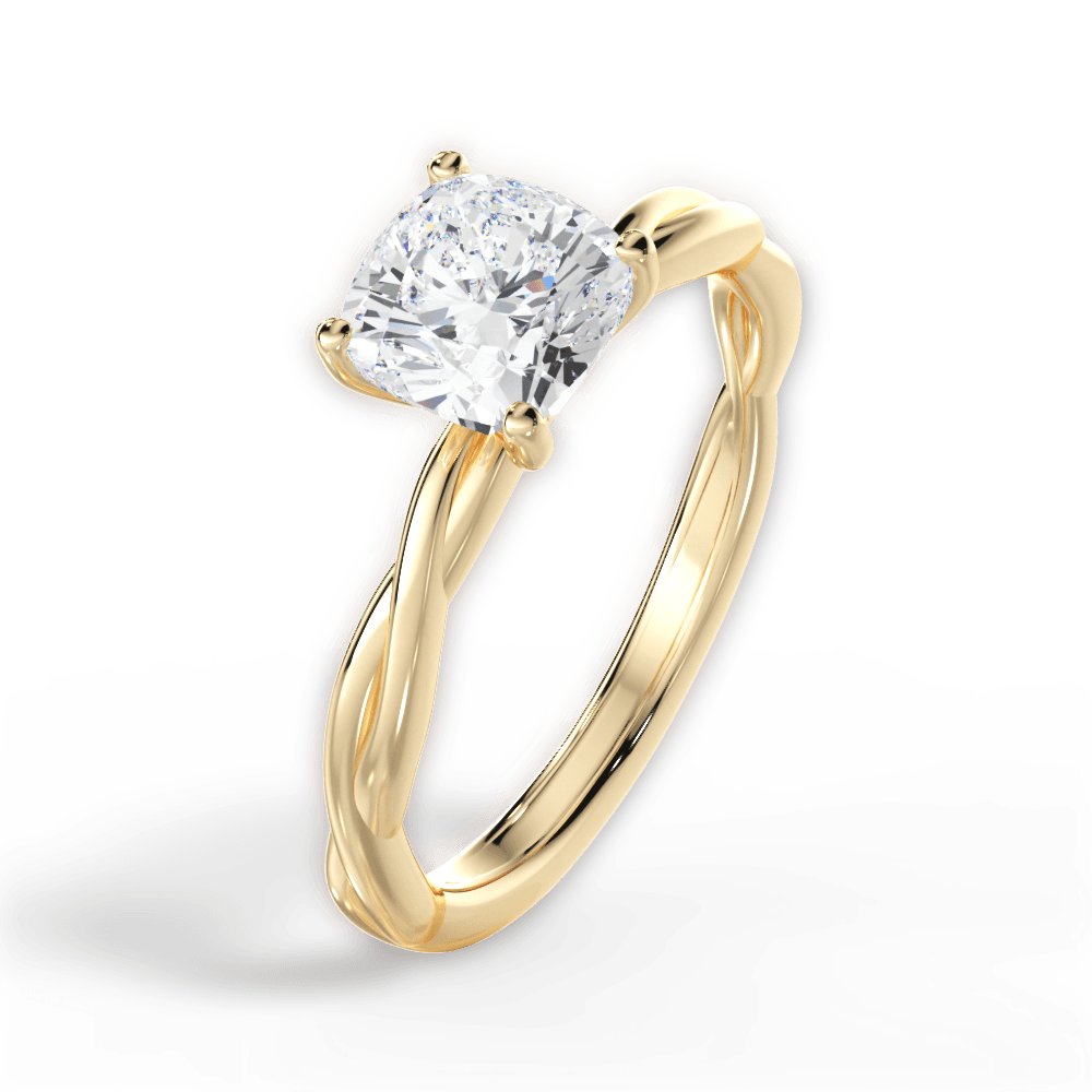 Adrienne Cushion Cut Lab Grown Diamond 18Kt Yellow Gold Engagement Ring - View 2