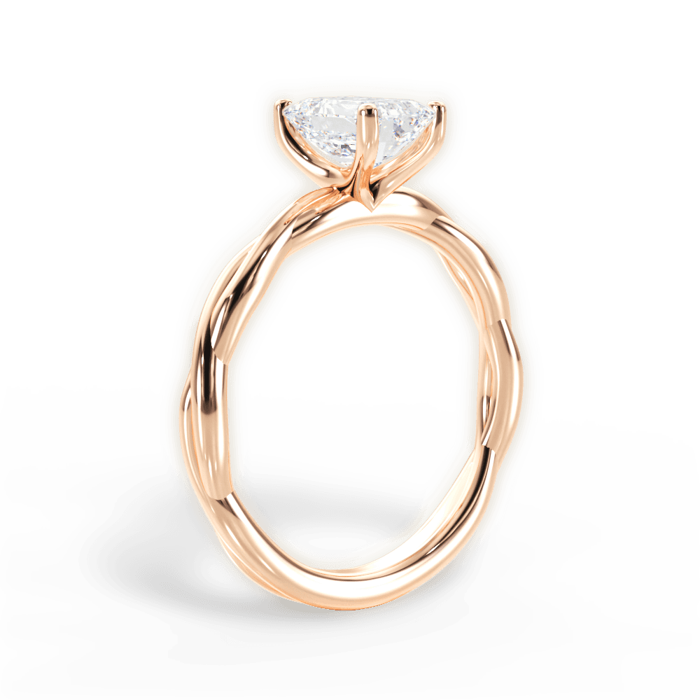 Adrienne Emerald Cut Lab Grown Diamond 18Kt Rose Gold Engagement Ring - View 4