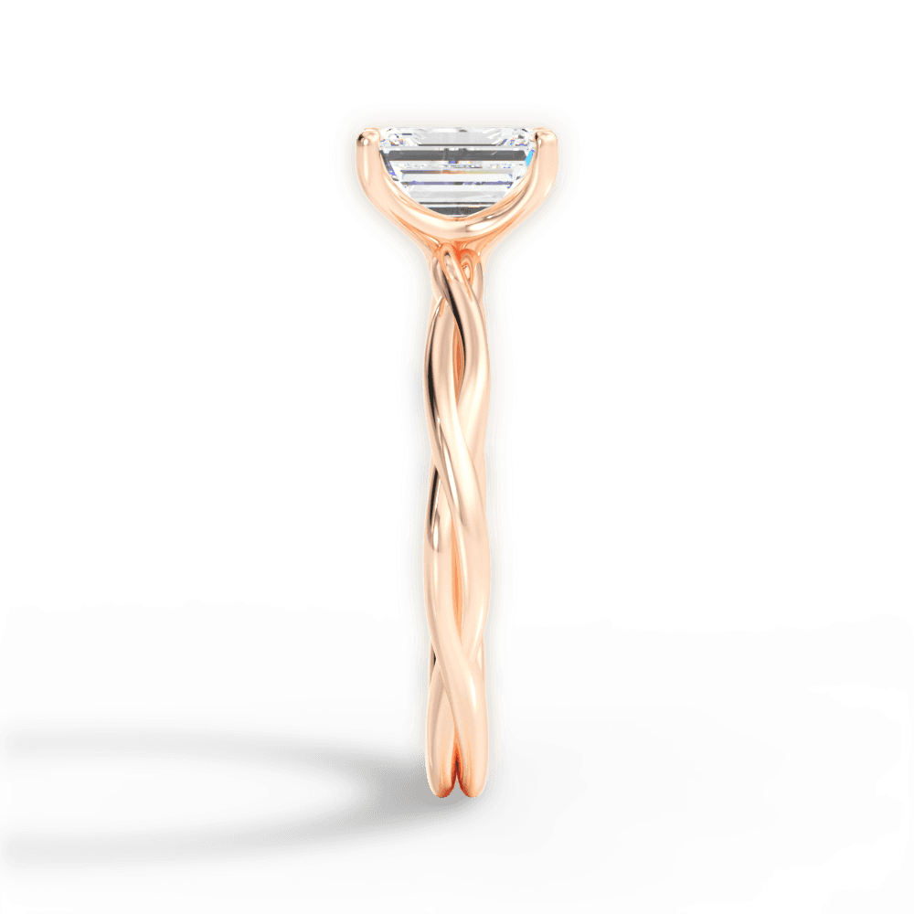 Adrienne Emerald Cut Lab Grown Diamond 18Kt Rose Gold Engagement Ring - View 3