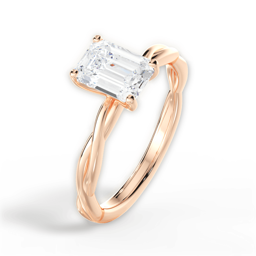Adrienne Emerald Cut Lab Grown Diamond 18Kt Rose Gold Engagement Ring - View 2
